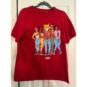AKOO MENS T-Shirt Mens Size MED Red Foxy Ladies